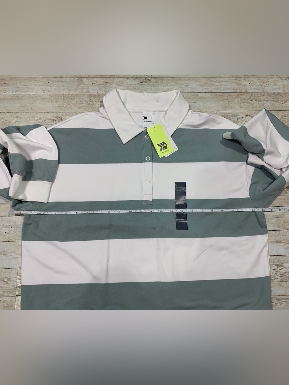 Target All in Motion Striped Polo Sweatshirt Pullover Cropped Size L NWT - Picture 6 of 7